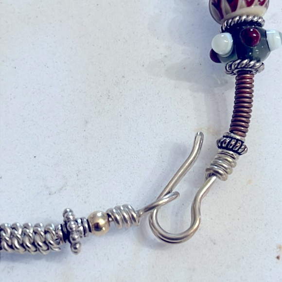 STERLING SILVER HAND MADE MURANO GLASS BRACELET. - Picture 6 of 6